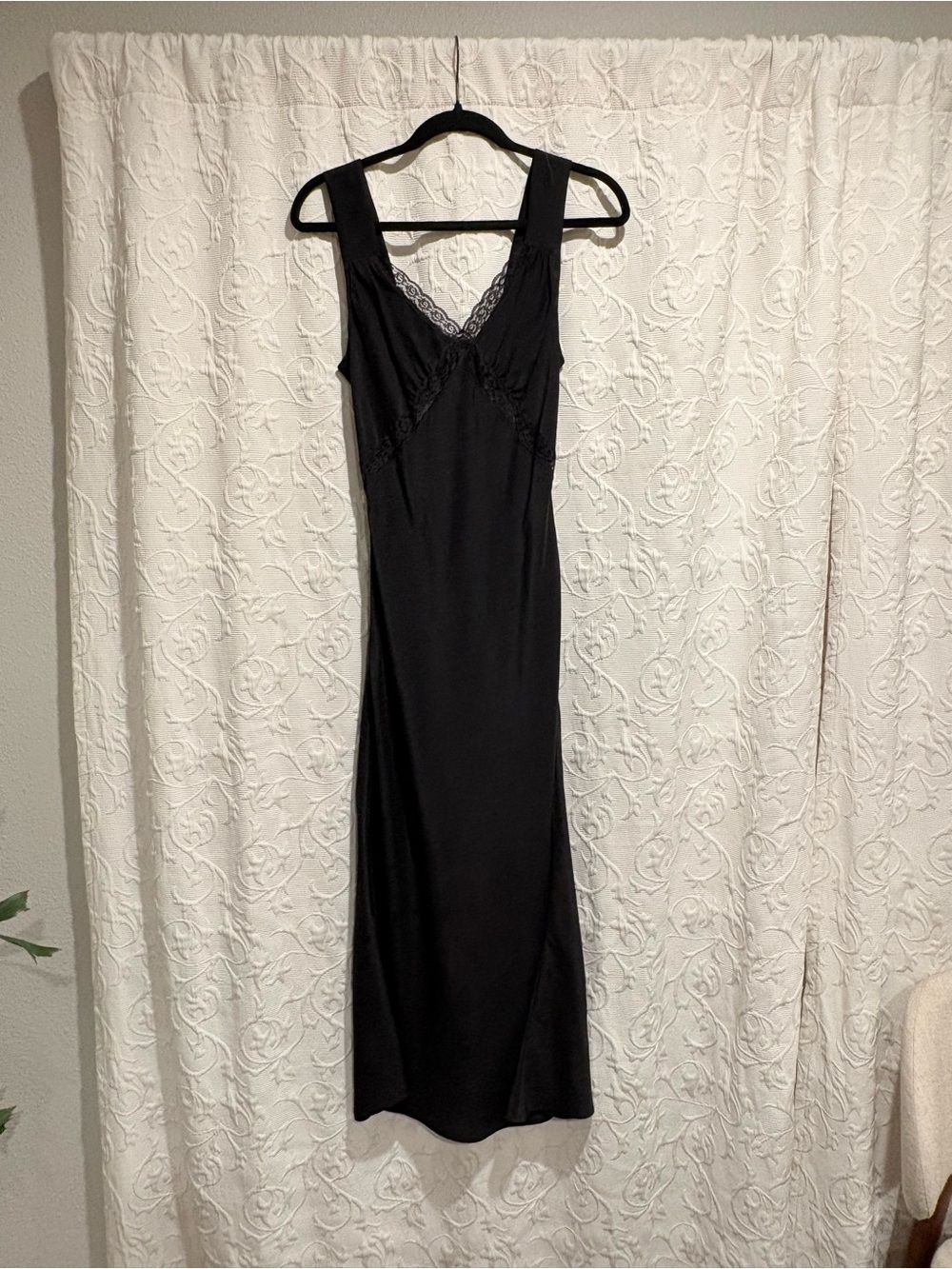 Reformation Black Lace-Trim Slip Dress